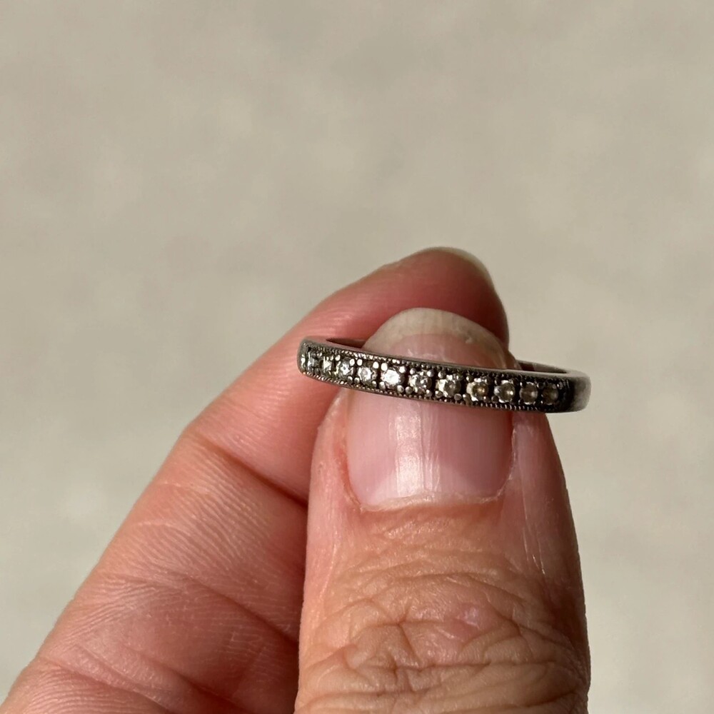 925 Sterling Silver Stone Band Size 6.5